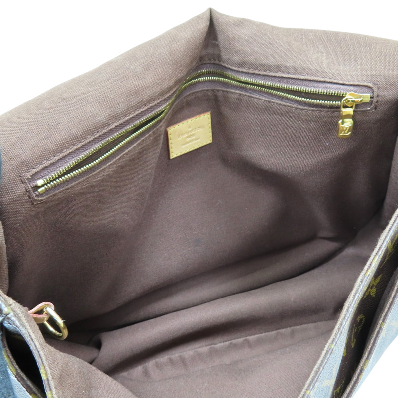 棕色 原花帆布 Menilmontant MM 肩背包【LOUIS VUITTON LV 路易威登】 M40473-4