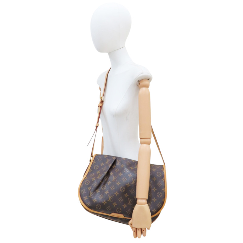 棕色 原花帆布 Menilmontant MM 肩背包【LOUIS VUITTON LV 路易威登】 M40473-10