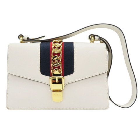 白色 牛皮 Sylvie 肩背包【GUCCI 古馳】 421882