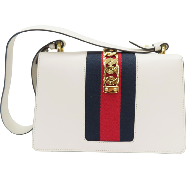 白色 牛皮 Sylvie 肩背包【GUCCI 古馳】 421882-1