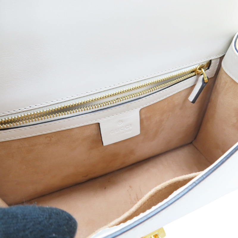 白色 牛皮 Sylvie 肩背包【GUCCI 古馳】 421882-6