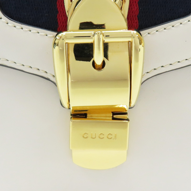 白色 牛皮 Sylvie 肩背包【GUCCI 古馳】 421882-11
