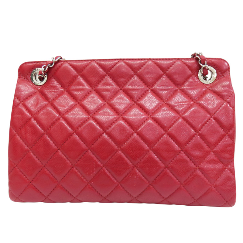 紅色 牛皮 鏈帶肩背包 銀釦【CHANEL 香奈兒】-1