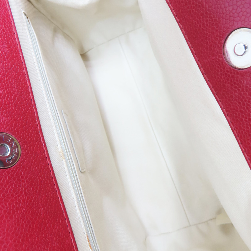 紅色 牛皮 鏈帶肩背包 銀釦【CHANEL 香奈兒】-4