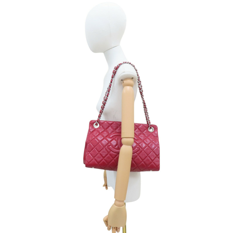 紅色 牛皮 鏈帶肩背包 銀釦【CHANEL 香奈兒】-6
