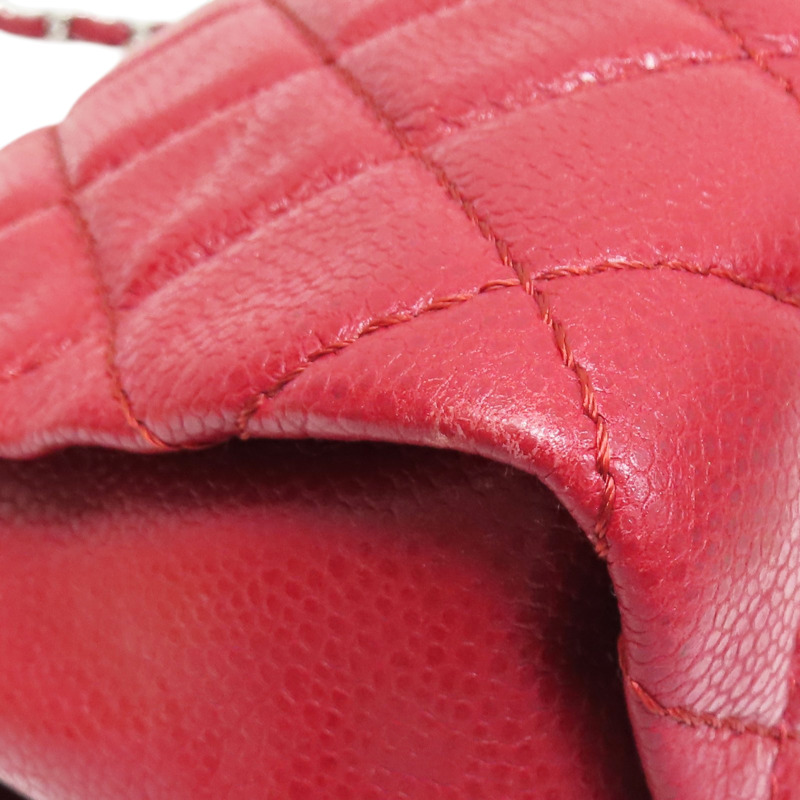 紅色 牛皮 鏈帶肩背包 銀釦【CHANEL 香奈兒】-9