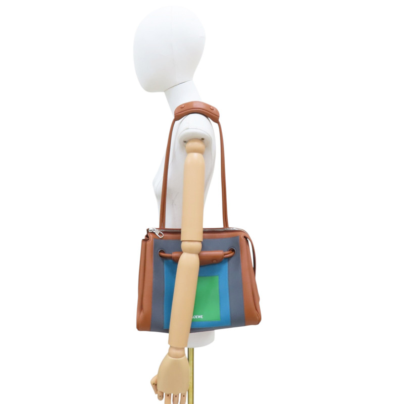 棕/灰/藍/綠色 牛皮 肩背包【LOEWE 羅威】-8
