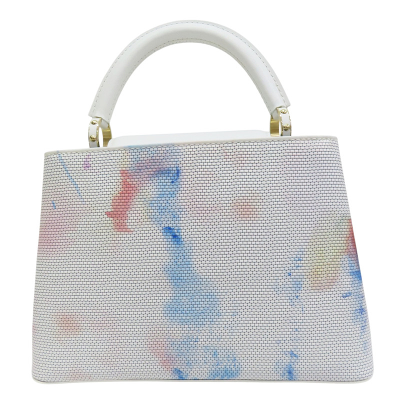 白/粉/藍色 牛皮 Capucines BB 肩背包【LOUIS VUITTON LV 路易威登】 M23845-1