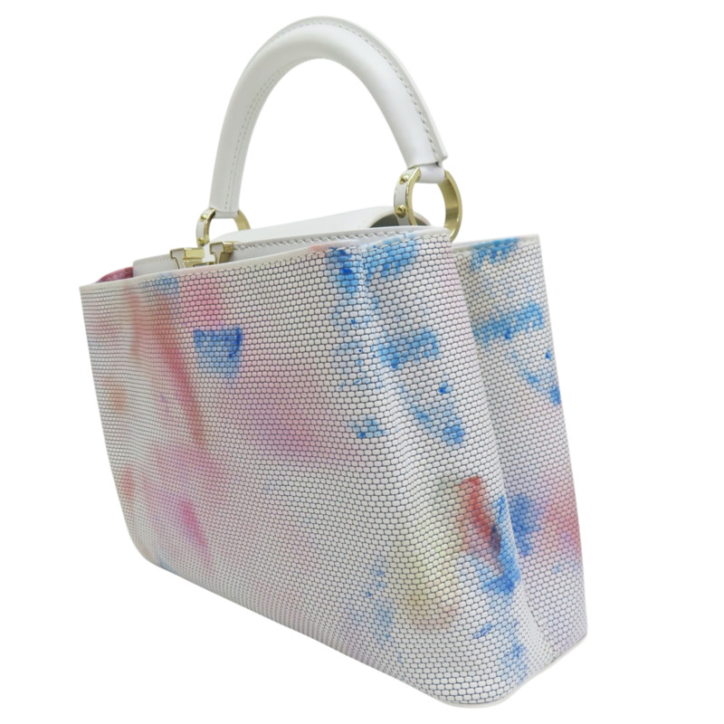 白/粉/藍色 牛皮 Capucines BB 肩背包【LOUIS VUITTON LV 路易威登】 M23845-2