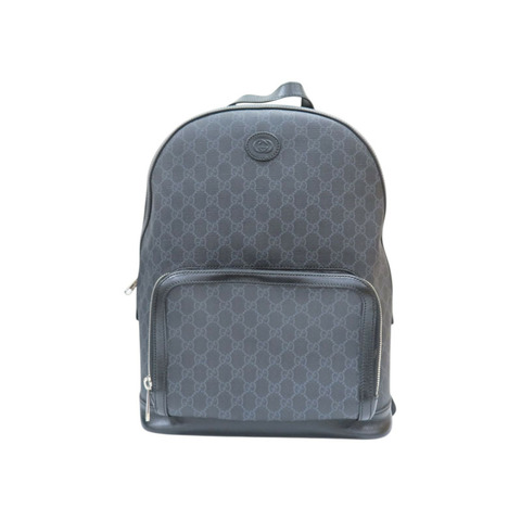 黑色 帆布 牛皮 後背包【GUCCI 古馳】 704017