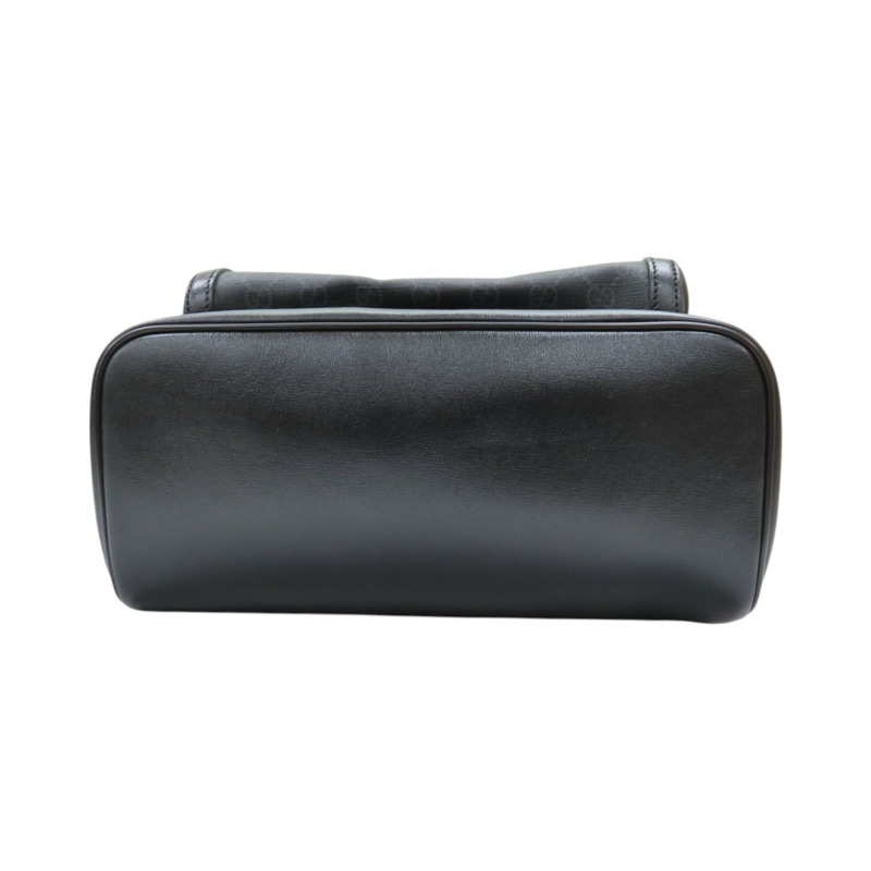 黑色 帆布 牛皮 後背包【GUCCI 古馳】 704017-3