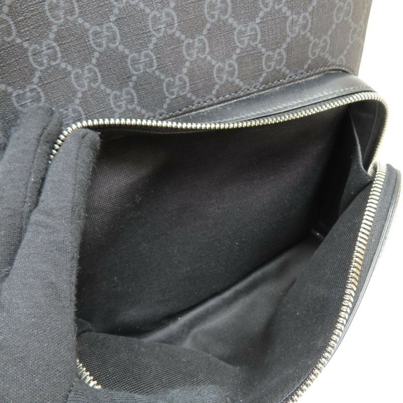 黑色 帆布 牛皮 後背包【GUCCI 古馳】 704017-6