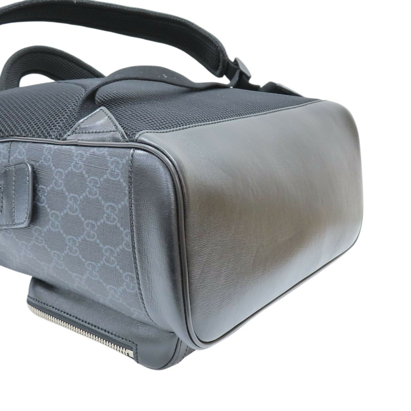 黑色 帆布 牛皮 後背包【GUCCI 古馳】 704017-13