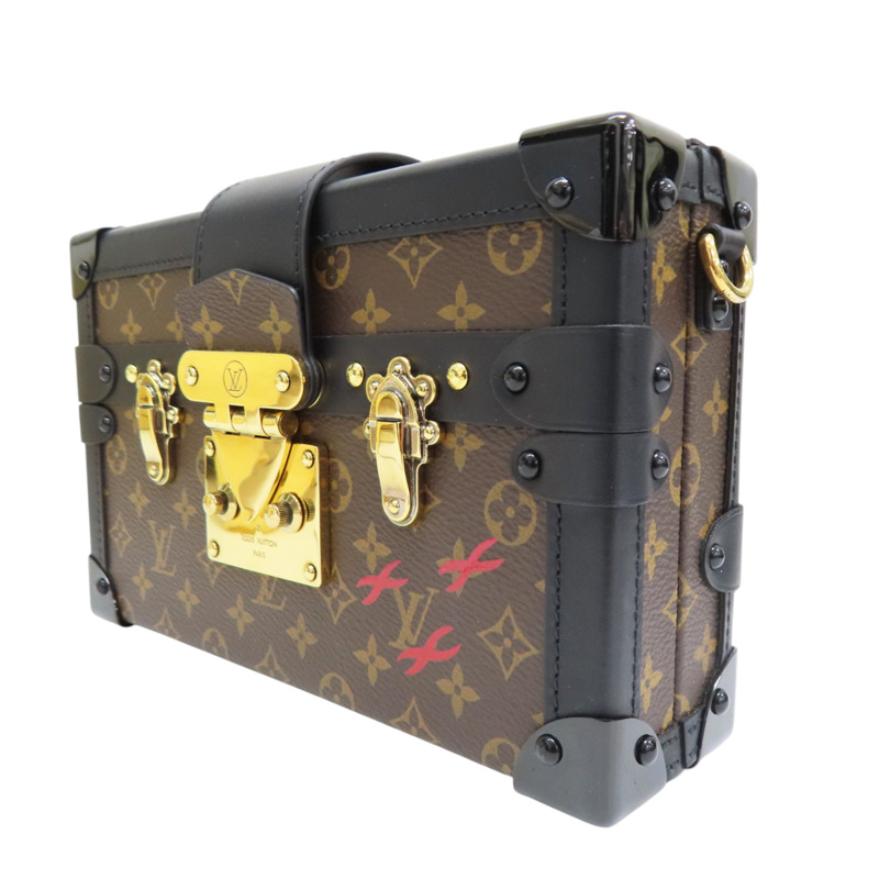 棕色 原花 PVC塗層帆布 Petite Malle 肩背包【LOUIS VUITTON LV 路易威登】 M44199-2