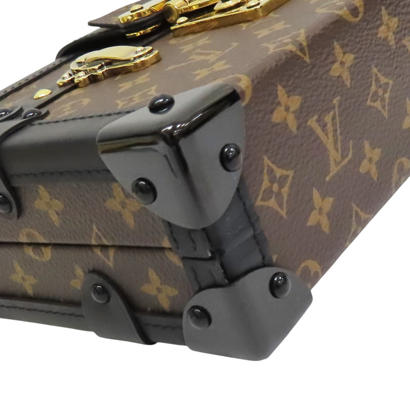 棕色 原花 PVC塗層帆布 Petite Malle 肩背包【LOUIS VUITTON LV 路易威登】 M44199-9