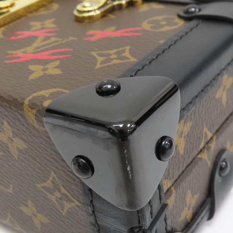 棕色 原花 PVC塗層帆布 Petite Malle 肩背包【LOUIS VUITTON LV 路易威登】 M44199-10