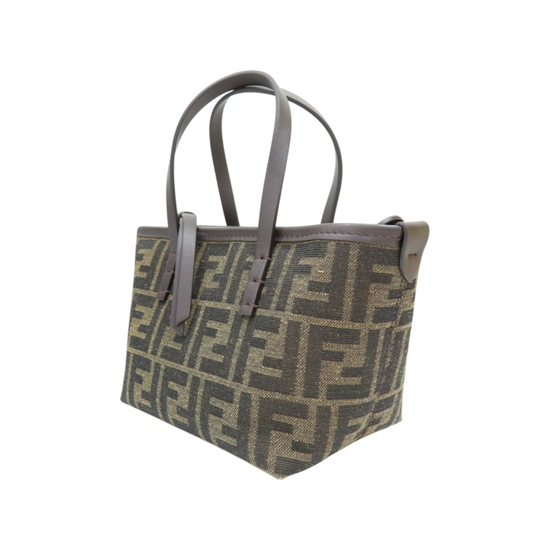 棕色 帆布 牛皮 Mini Roll 兩用包【FENDI 芬迪】 8BS096-2