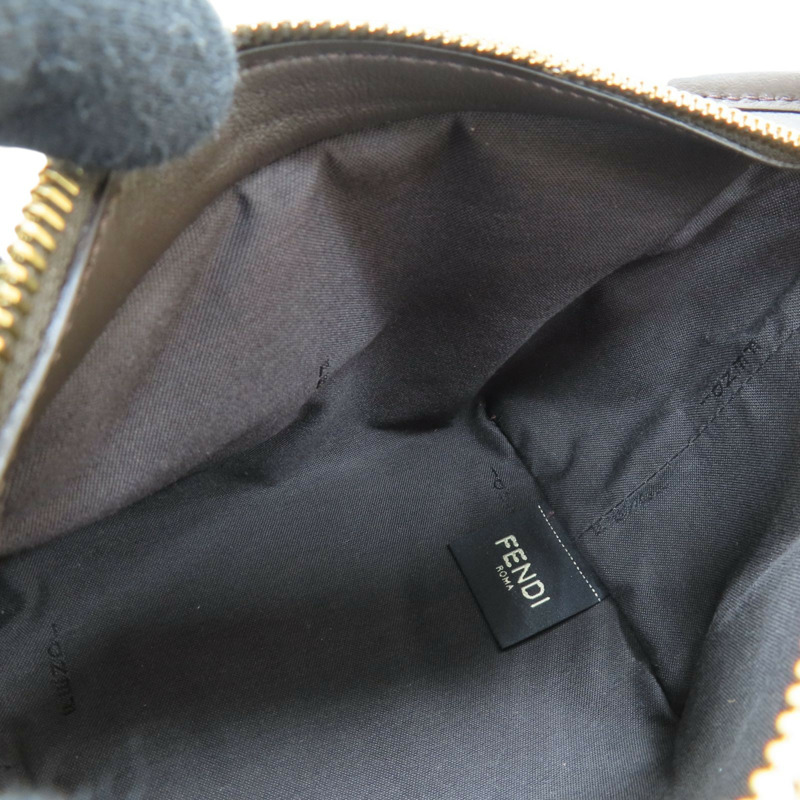 棕色 帆布 牛皮 Mini Roll 兩用包【FENDI 芬迪】 8BS096-4
