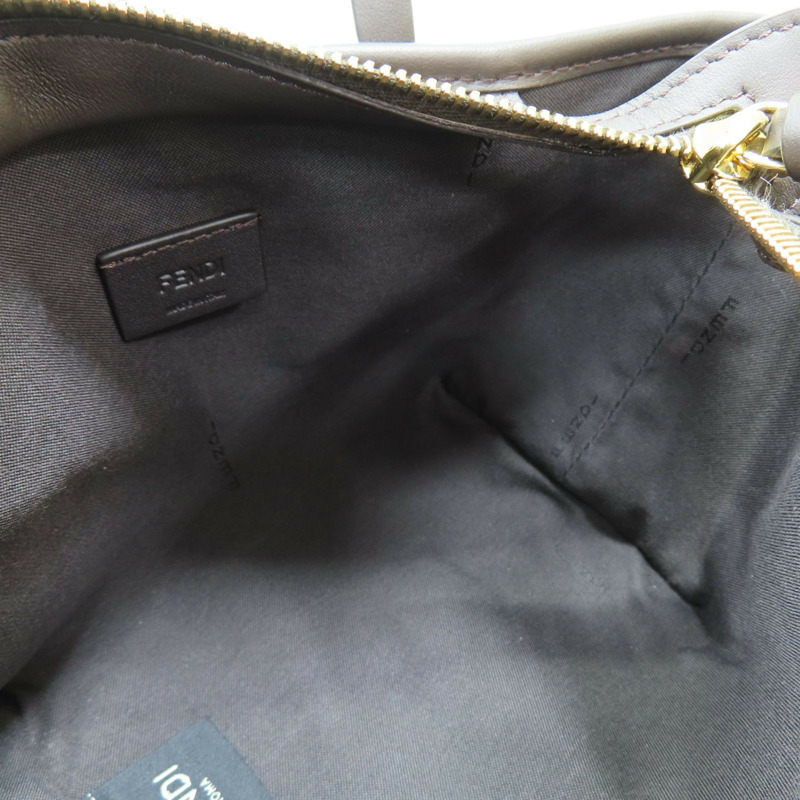 棕色 帆布 牛皮 Mini Roll 兩用包【FENDI 芬迪】 8BS096-5