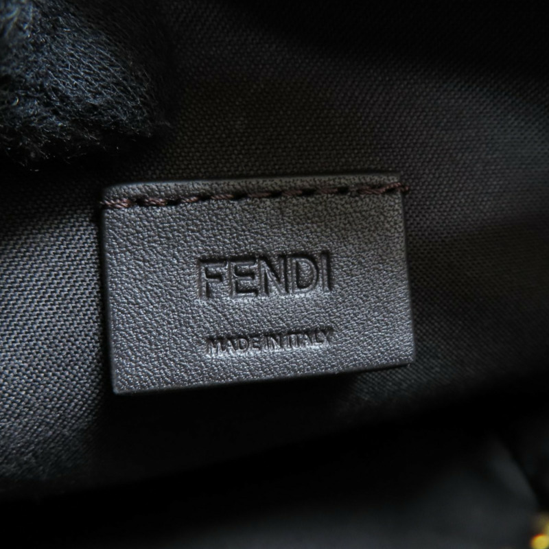 棕色 帆布 牛皮 Mini Roll 兩用包【FENDI 芬迪】 8BS096-6