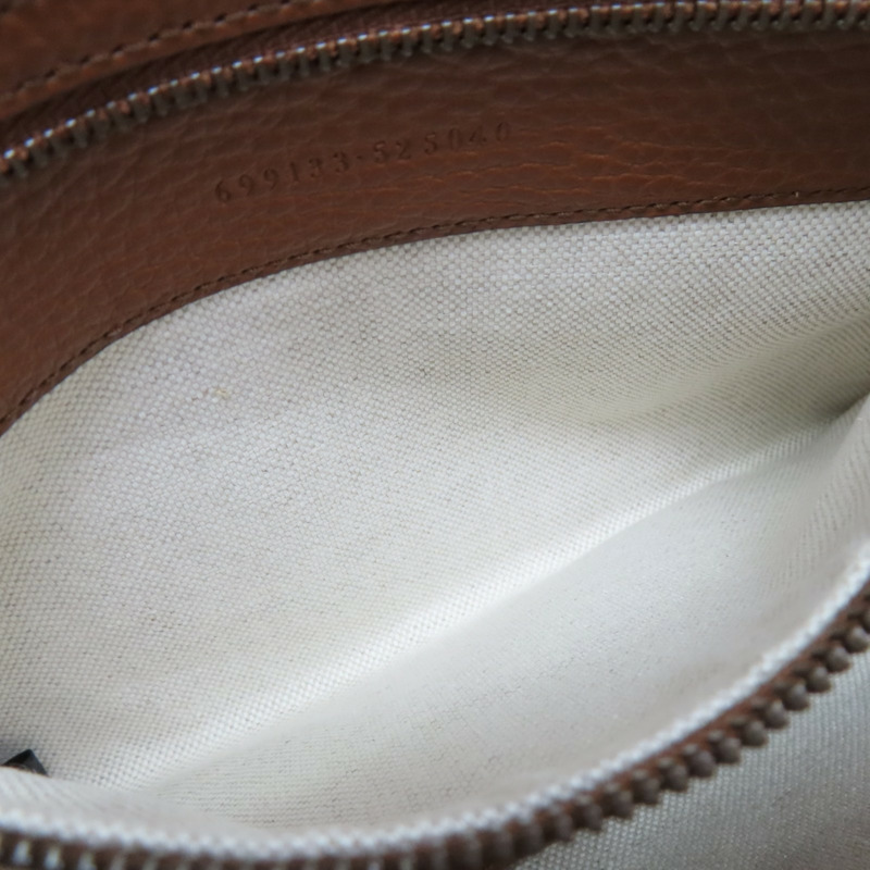 藍色單寧布 棕色牛皮飾邊 肩背包【GUCCI 古馳】 699133-4