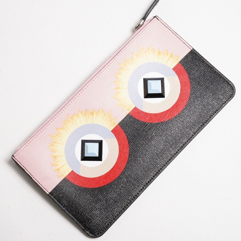 FENDI 限量版粉紅色皮革怪獸拉鍊手拿包-7