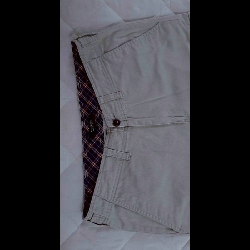 絕版BURBERRY博柏利 BLACK LABEL 黑標 男米白色耐磨多口袋工裝短褲79號-2