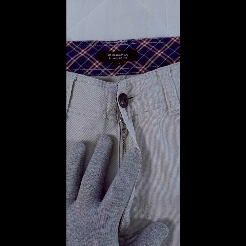 絕版BURBERRY博柏利 BLACK LABEL 黑標 男米白色耐磨多口袋工裝短褲79號-7