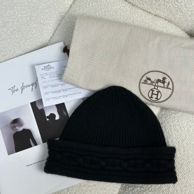 HERMES Heaven twist beanie針織毛帽 - M 黑-4
