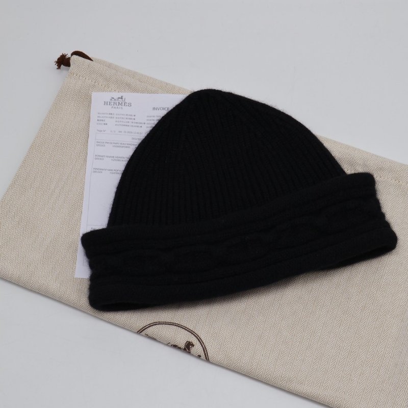HERMES Heaven twist beanie針織毛帽 - M 黑-10