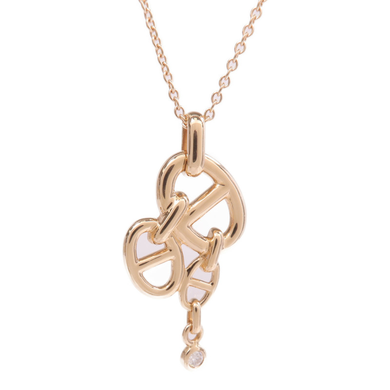 HERMES 18K玫瑰金Chaine d'ancre Enchainee Pendant MM鑽石項鍊-2