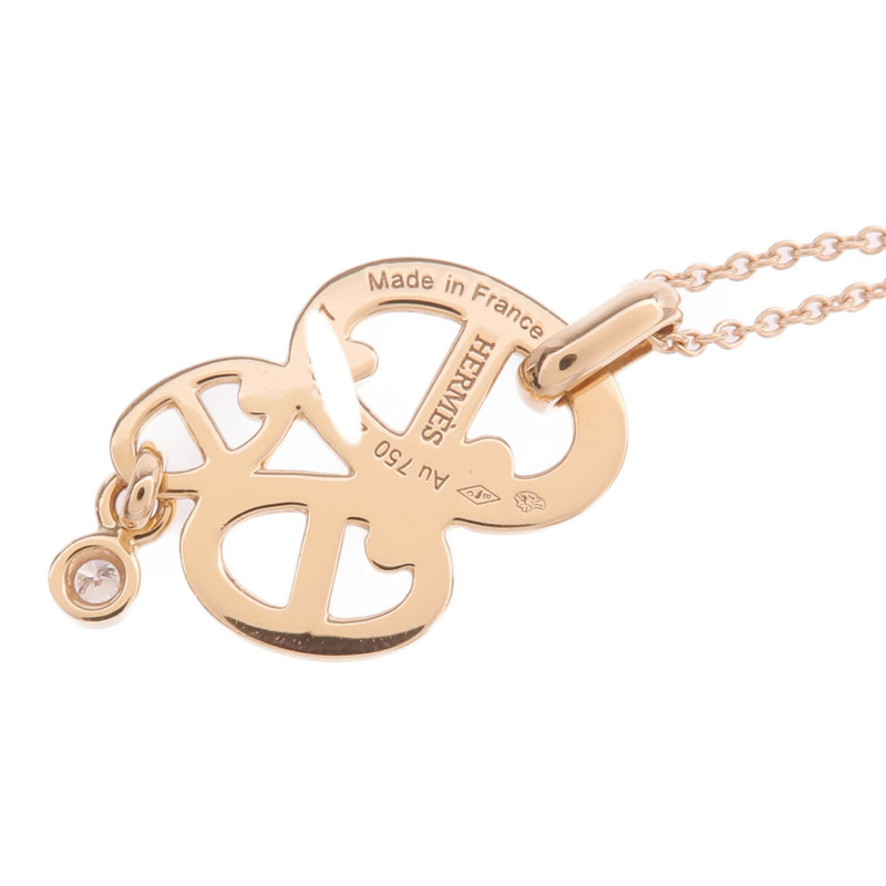 HERMES 18K玫瑰金Chaine d'ancre Enchainee Pendant MM鑽石項鍊-6