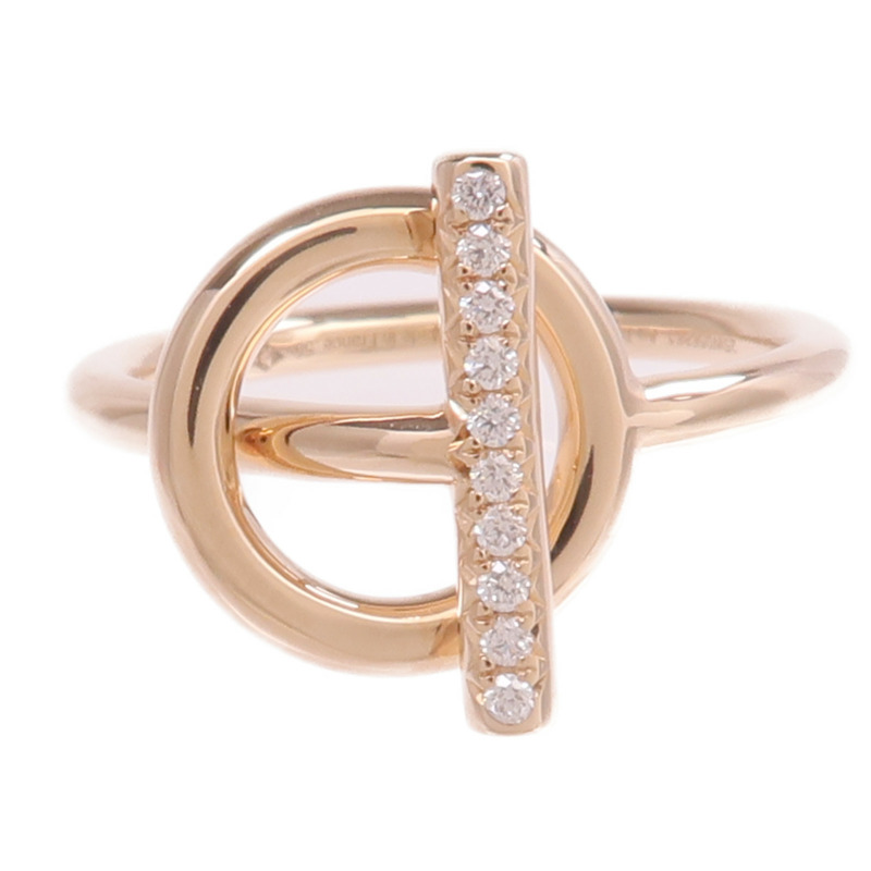HERMES 18K玫瑰金Echappee Ring鑽石戒指Hermes#55/US#7.25-1