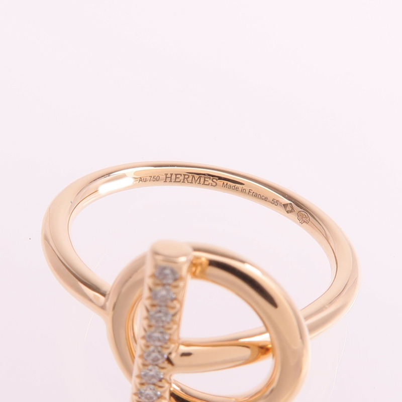 HERMES 18K玫瑰金Echappee Ring鑽石戒指Hermes#55/US#7.25-4