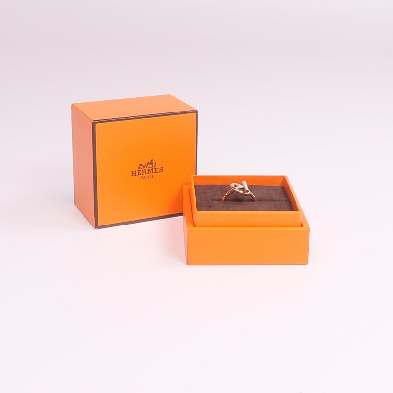HERMES 18K玫瑰金Echappee Ring鑽石戒指Hermes#55/US#7.25-7
