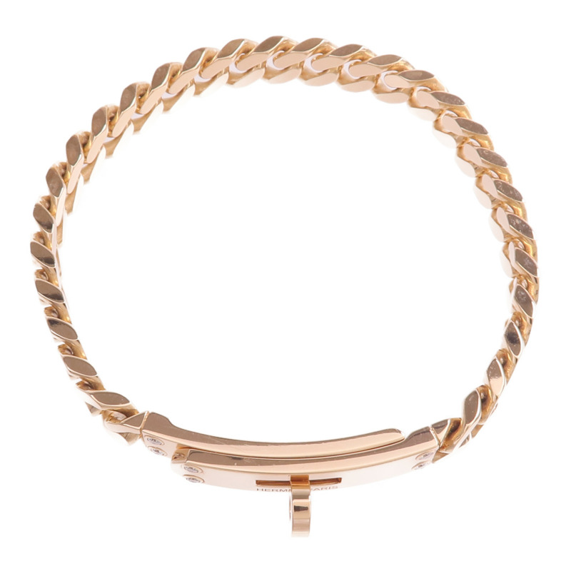 HERMES 18K玫瑰金Kelly Gourmette Bracelet鑽石手鏈-3
