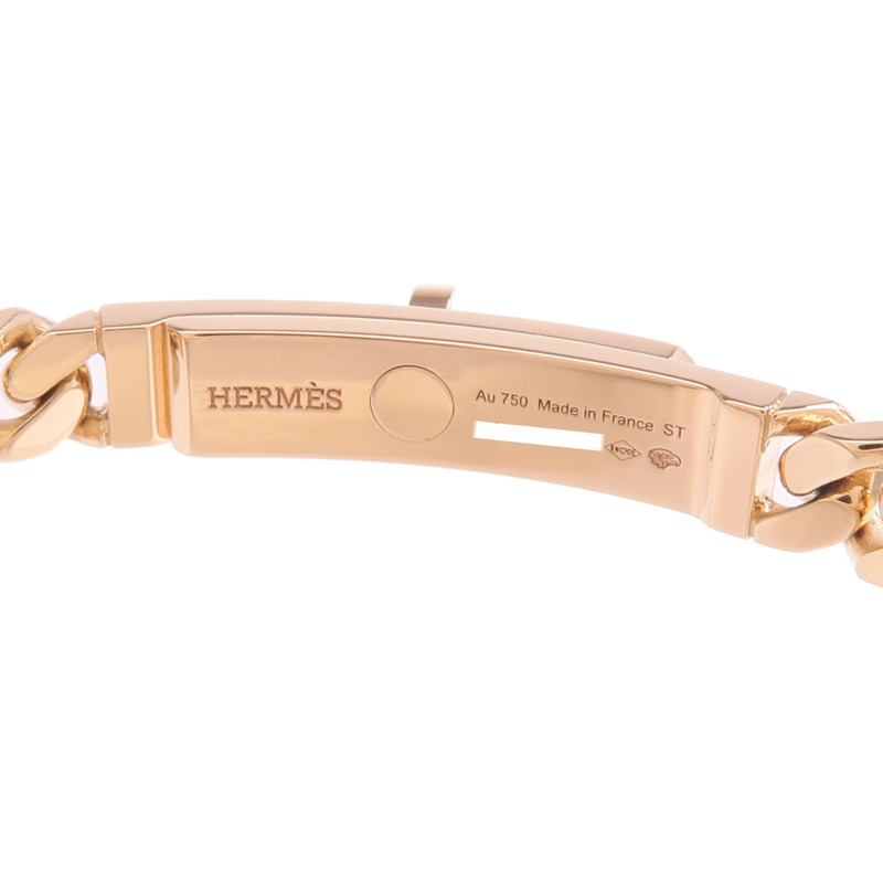 HERMES 18K玫瑰金Kelly Gourmette Bracelet鑽石手鏈-4