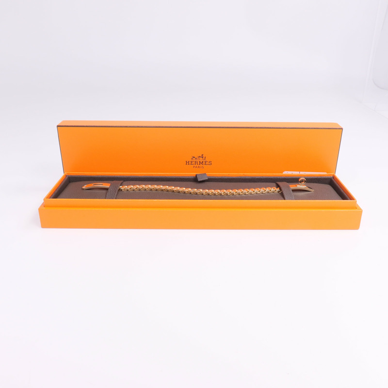 HERMES 18K玫瑰金Kelly Gourmette Bracelet鑽石手鏈-8