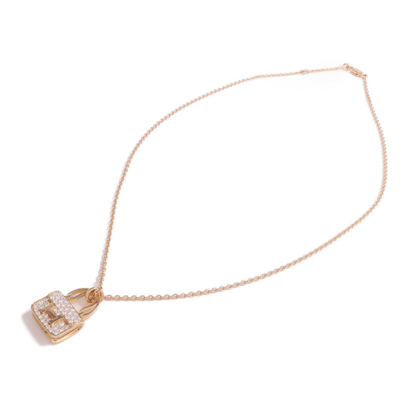HERMES 18K玫瑰金Amulettes Constance Pendant鑽石項鍊-2