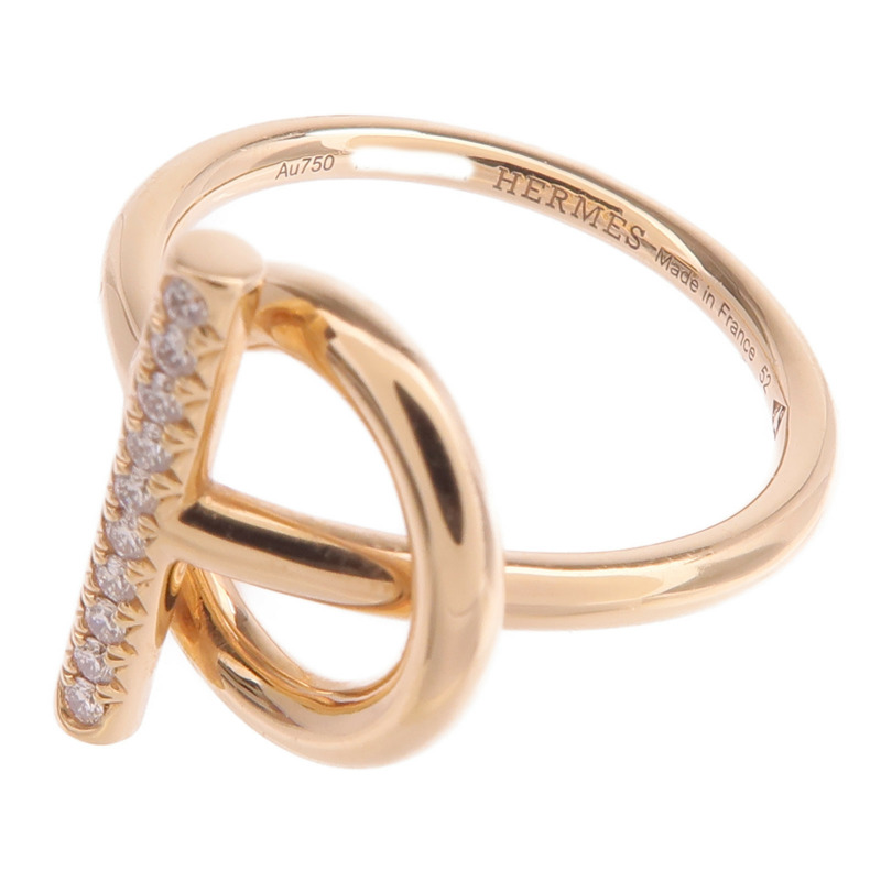 HERMES 18K玫瑰金Echappee Ring鑽石戒指Hermes#52/US#6.5-4