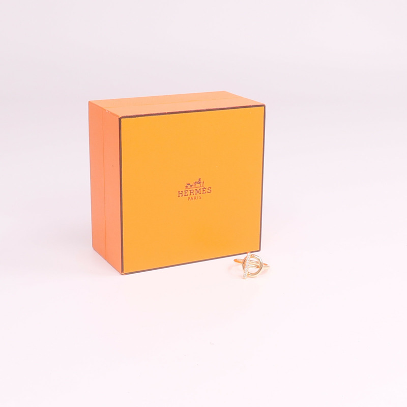 HERMES 18K玫瑰金Echappee Ring鑽石戒指Hermes#52/US#6.5-8