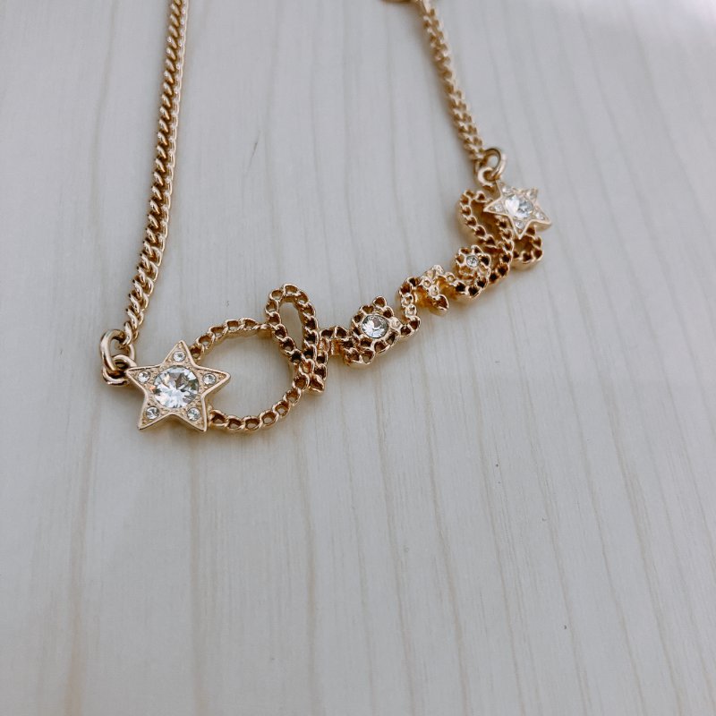 TK1997  香奈兒字母 金 水晶拼星星 頸鏈 Chanel Gold X Crystal Letters with Stars Necklace-7