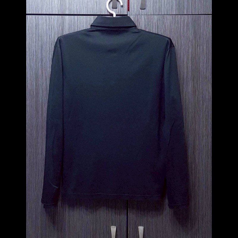 （日本製MIJ）絕版BURBERRY 博柏利 BLACK LABEL 黑標 戰馬 男黑色彈性長袖POLO衫2號-1