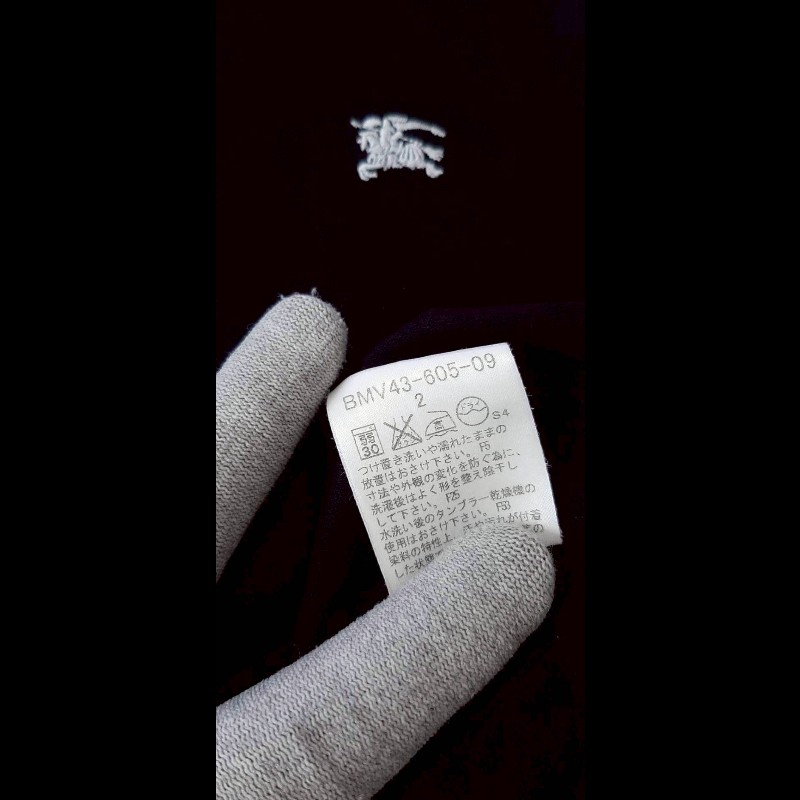 （日本製MIJ）絕版BURBERRY 博柏利 BLACK LABEL 黑標 戰馬 男黑色彈性長袖POLO衫2號-6