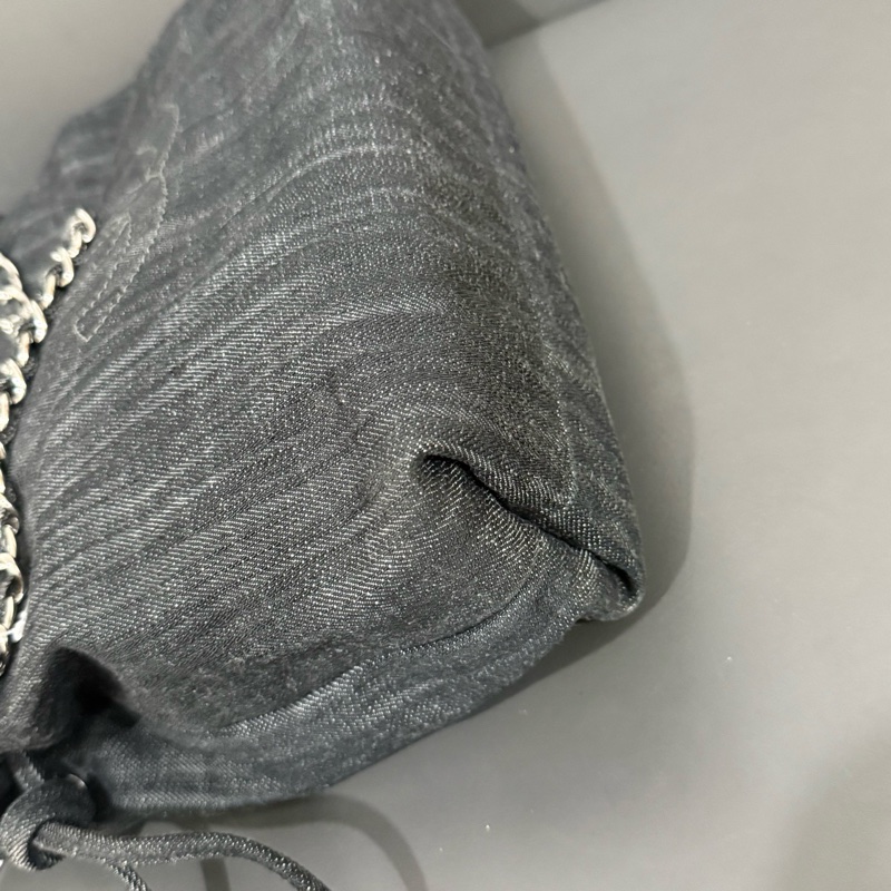 Chanel香奈兒 黑色牛仔抽繩 燒賣托特tote 13開有卡。-3