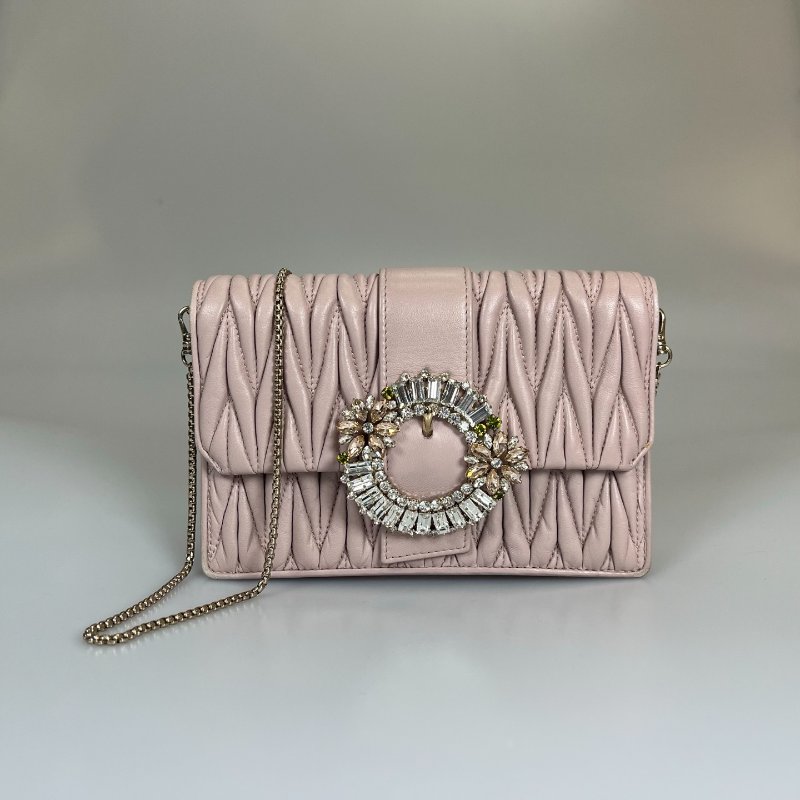 MIUMIU 粉花卉水鑽包-0