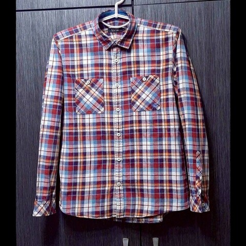 絕版BURBERRY 博柏利 BLACK LABEL 黑標 戰馬 男格紋法蘭絨長袖襯衫2號