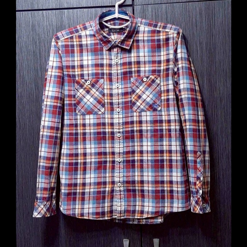 絕版BURBERRY 博柏利 BLACK LABEL 黑標 戰馬 男格紋法蘭絨長袖襯衫2號-0