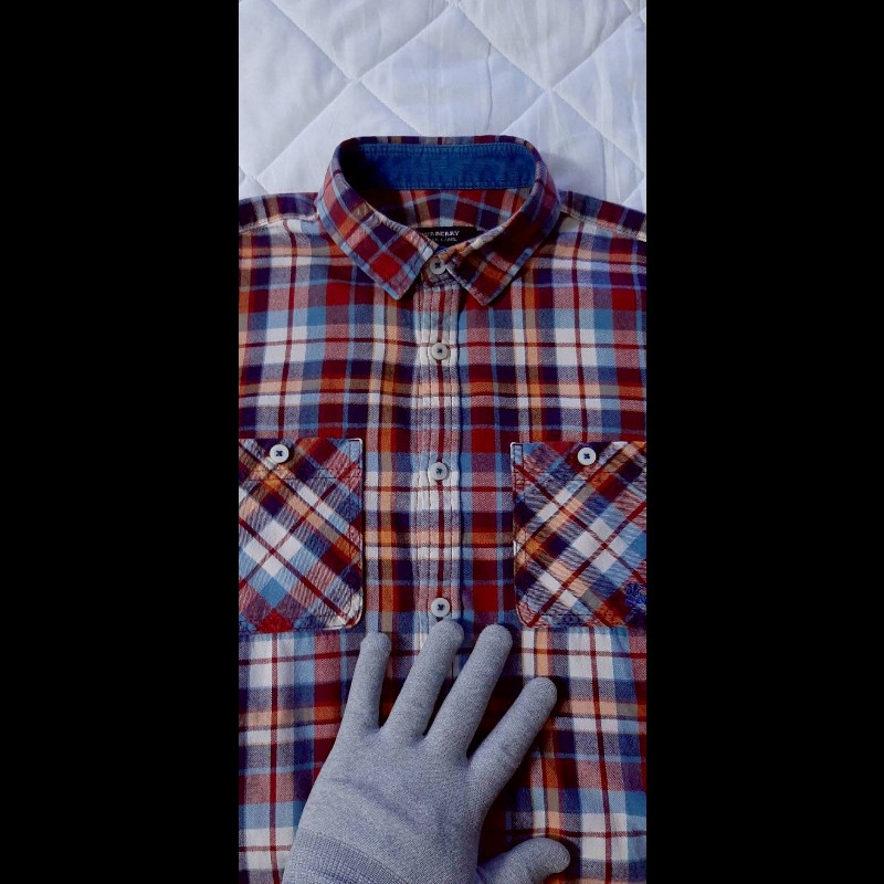 絕版BURBERRY 博柏利 BLACK LABEL 黑標 戰馬 男格紋法蘭絨長袖襯衫2號-2