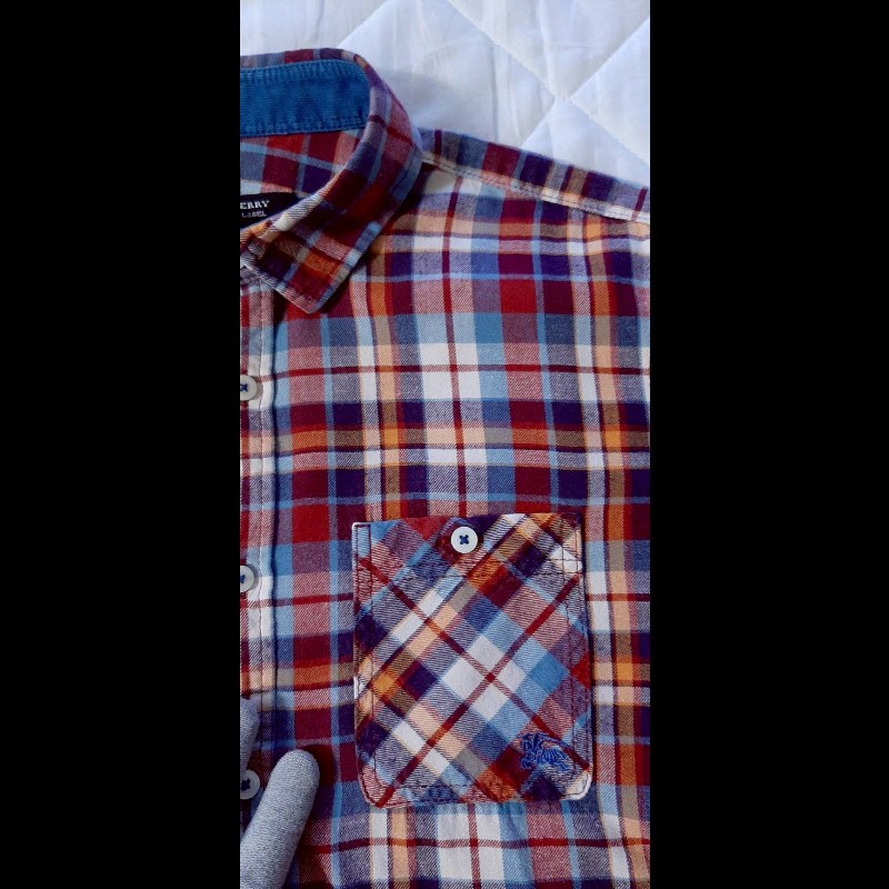 絕版BURBERRY 博柏利 BLACK LABEL 黑標 戰馬 男格紋法蘭絨長袖襯衫2號-4